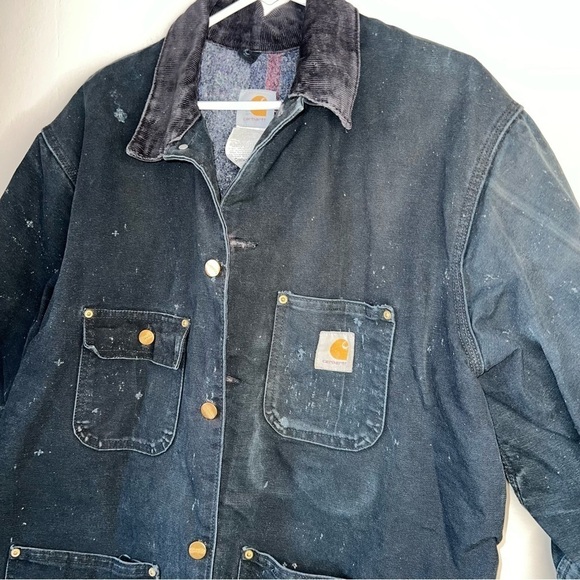 Carhartt Vintage Blanket Lined Chore Coat Black Size 46 Reg - Picture 8 of 16